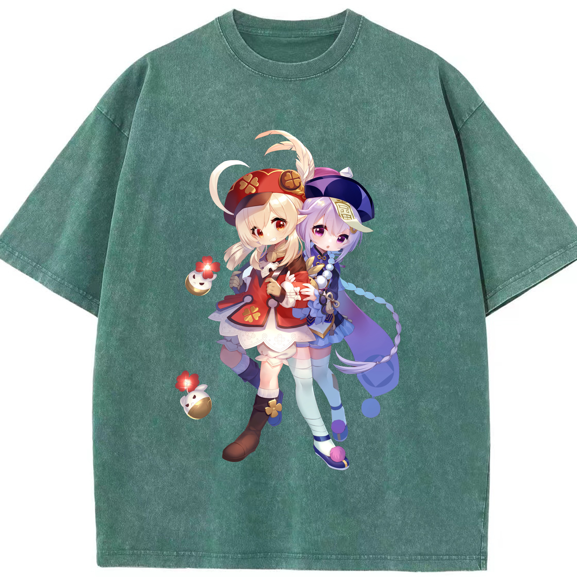 げんし神 七七 なな  genshin Nana 綿100% ヴィンテージ風 半袖Tシャツ（フロントプリント）